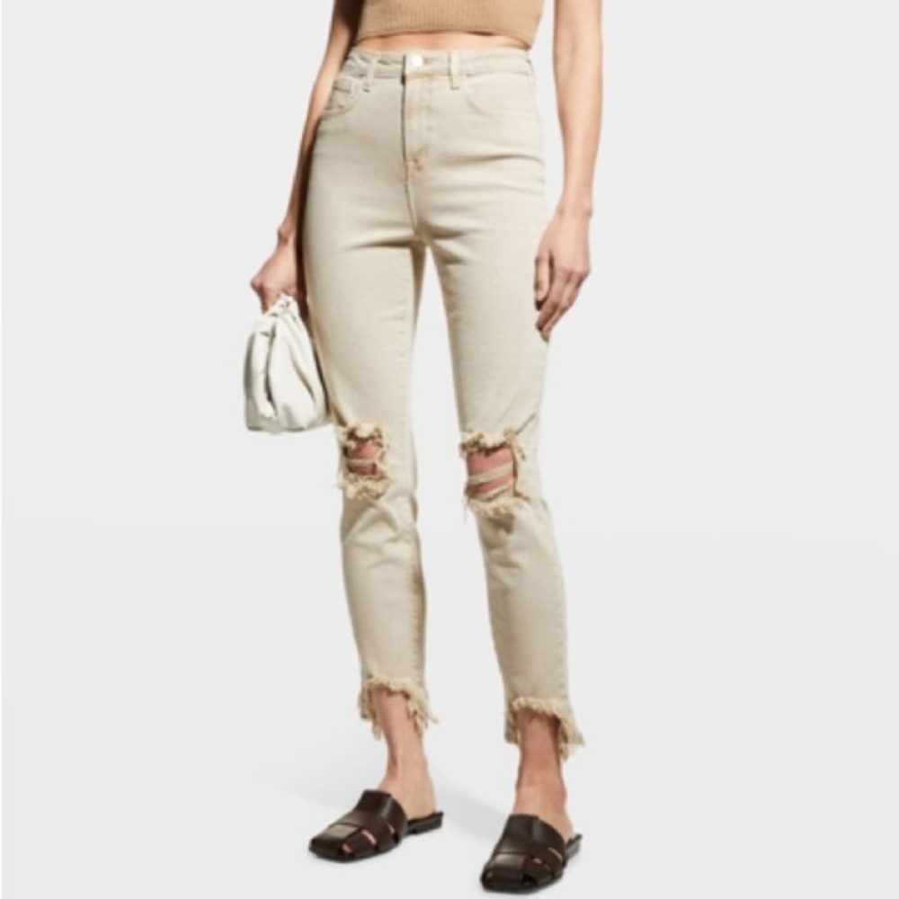 L’Agence High Line Skinny Jeans High Rise Biscuit Destruct